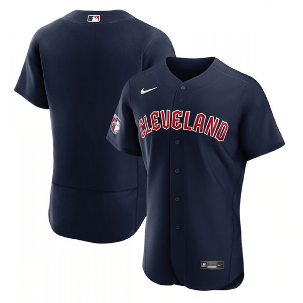 Men's Cleveland Guardians Blank Navy Flex Base Stitched Jersey 1