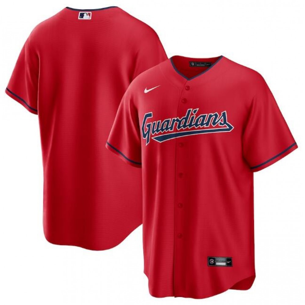 Men's Cleveland Guardians Blank Red Cool Base Stitched Baseball Jersey 1