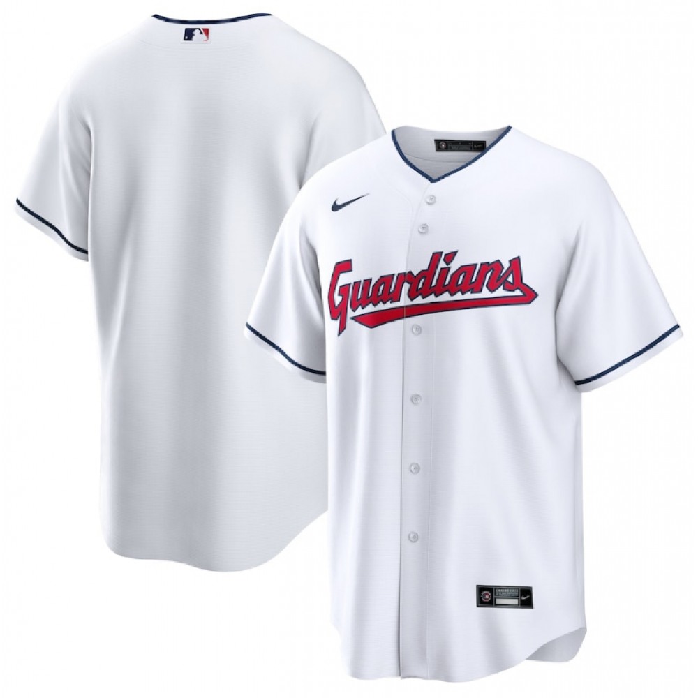 Men's Cleveland Guardians Blank White Cool Base Stitched Baseball Jersey 1