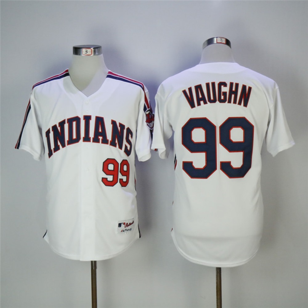 Men's Cleveland indians #99 Ricky Vaughn White Cooperstown Collection Stitched MLB Jersey 1