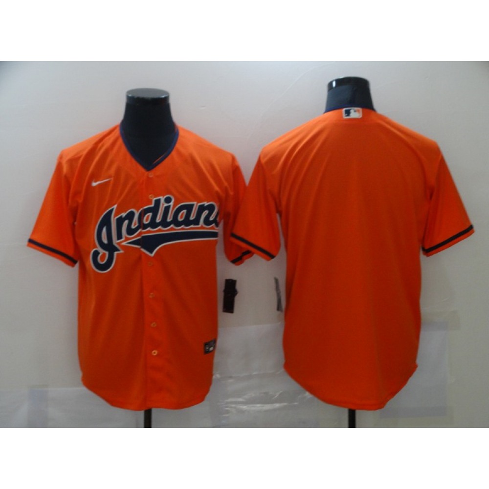 Men's Cleveland indians Blank Orange Cool Base Stitched Jersey 1