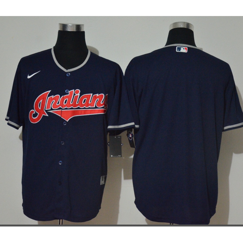 Men's Cleveland indians Navy Cool Base Stitched Jersey 1