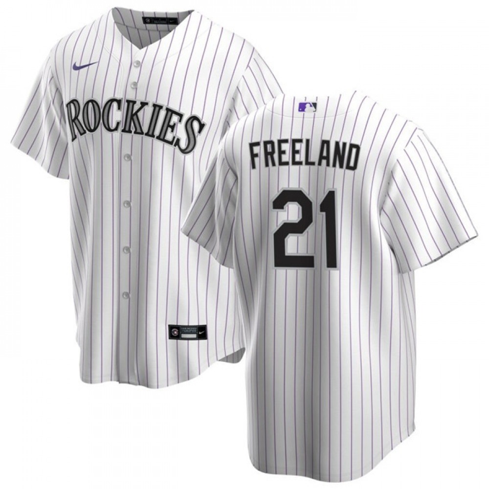 Men's Colorado Rockies #21 Kyle Freeland White Stitched Baseball Jersey 1