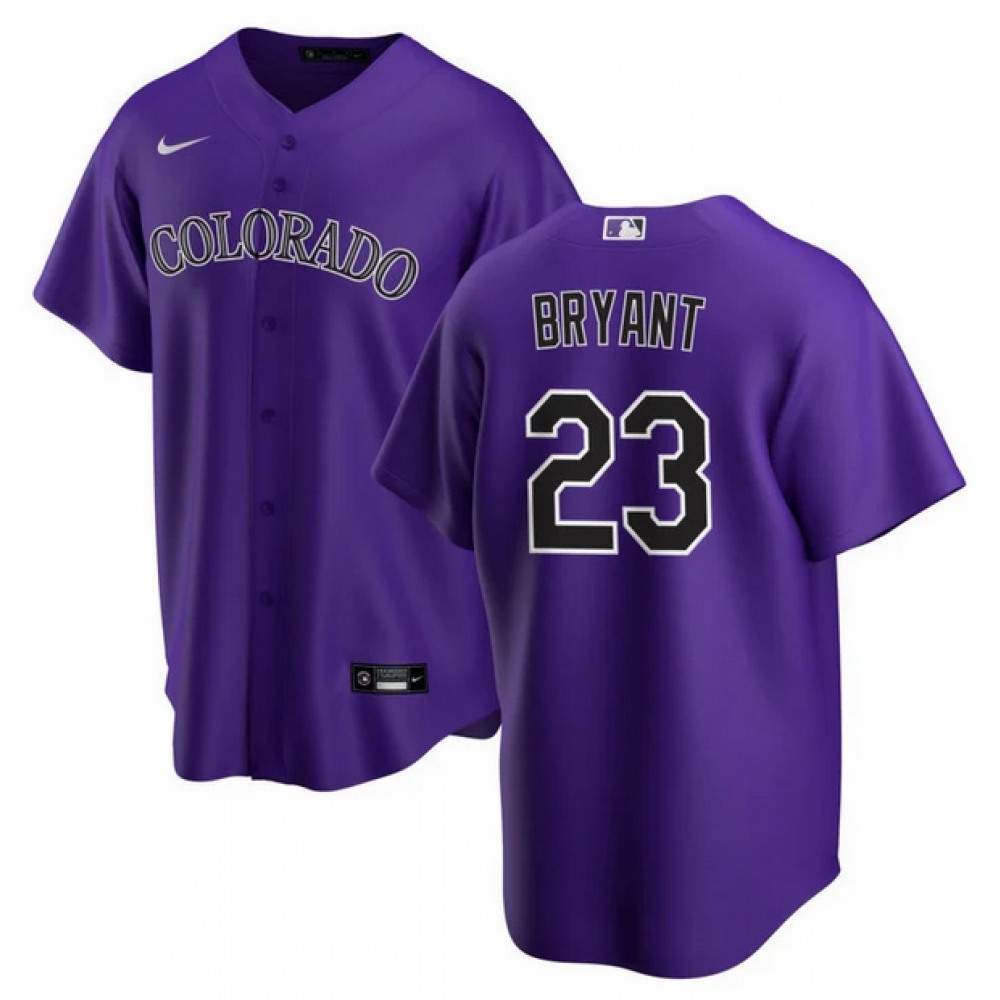 Men's Colorado Rockies #23 Kris Bryant Purple Stitched Baseball Jersey 1