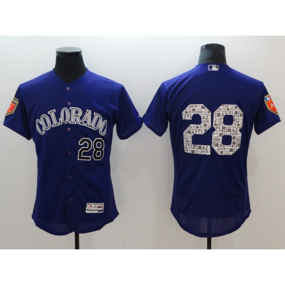 Men's Colorado Rockies #28 Nolan Arenado 2018 Spring Training Flexbase Stitched MLB Jersey 1