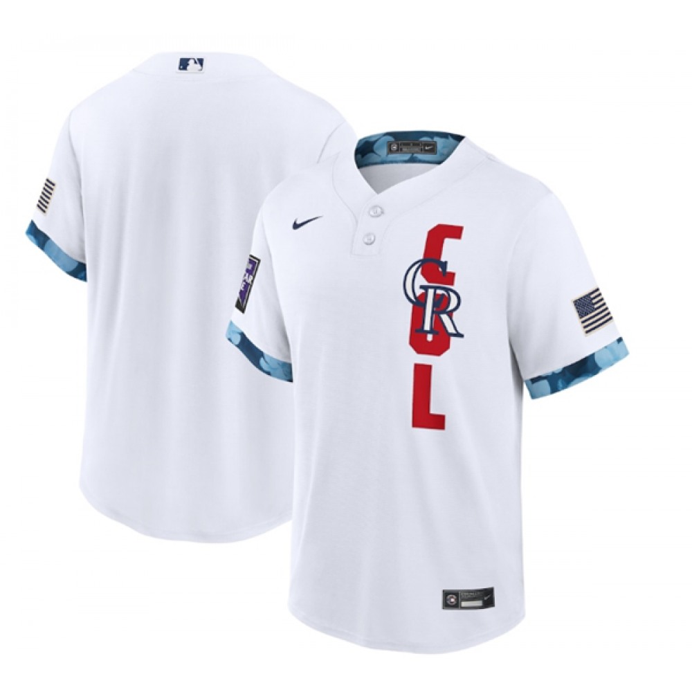 Men's Colorado Rockies Blank 2021 White All-Star Cool Base Stitched MLB Jersey 1