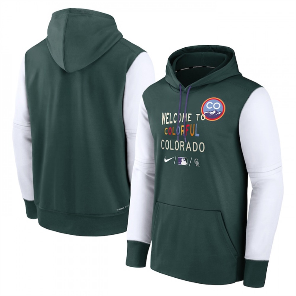 Men's Colorado Rockies Green 2022 City Connect Therma Performance Pullover Hoodie 1