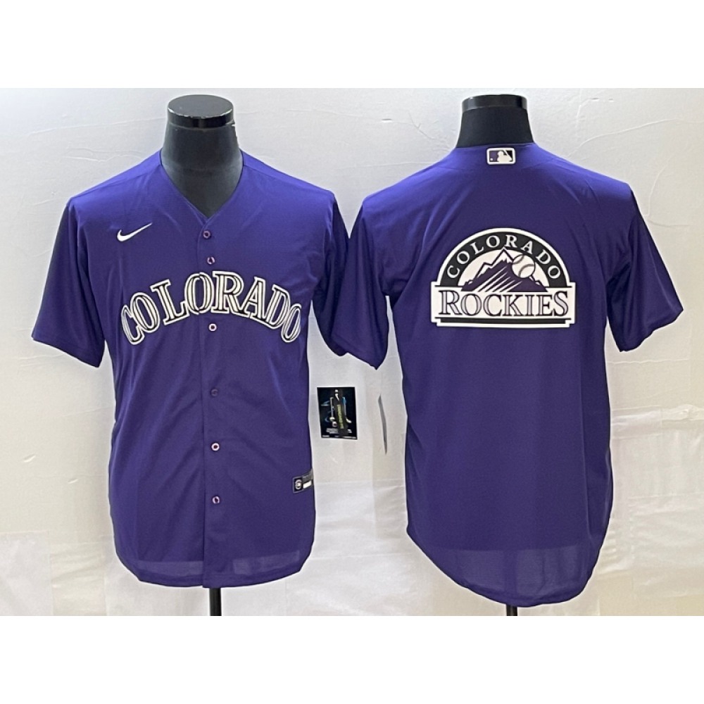 Men's Colorado Rockies Purple Team Big Logo Stitched Baseball Jersey 1