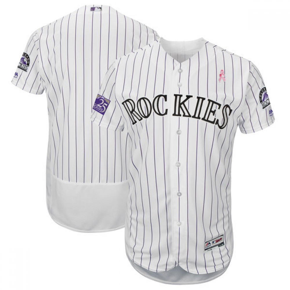 Men's Colorado Rockies White 2018 Mother's Day Flexbase Stitched MLB Jersey 1
