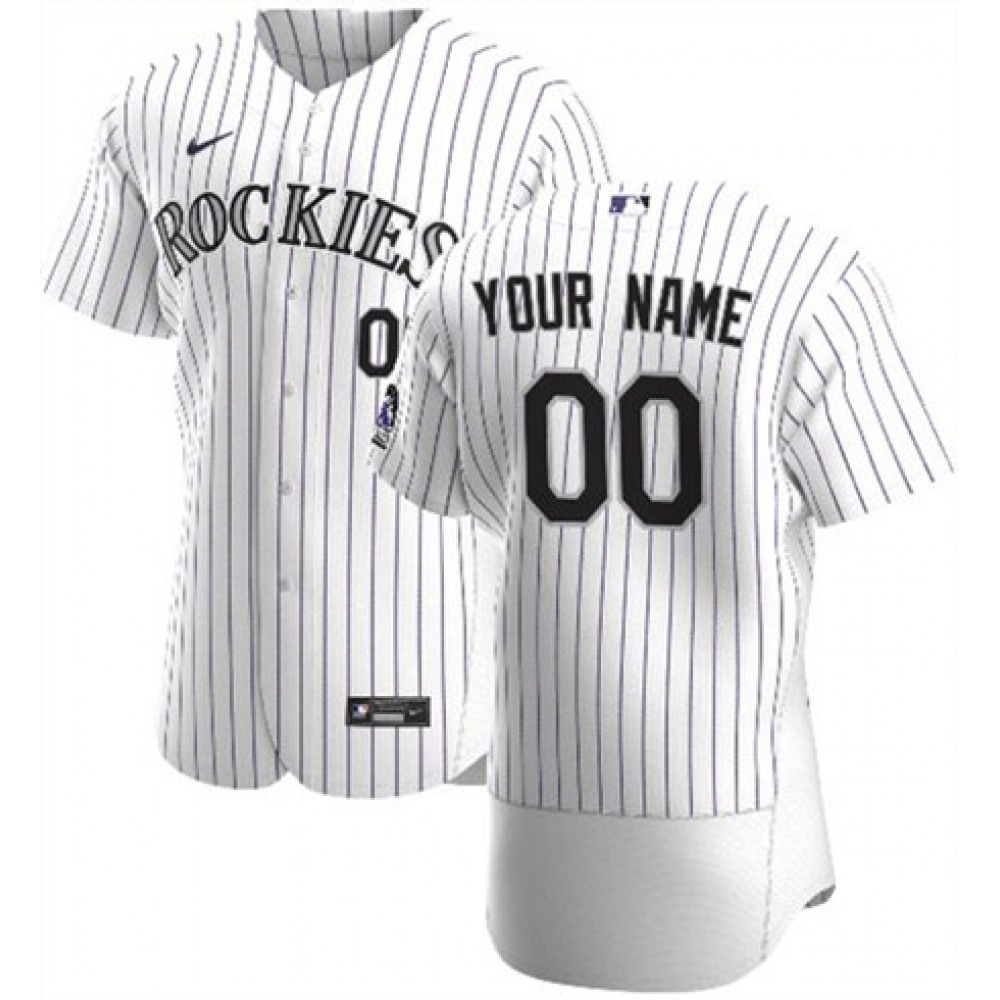 Men's Colorado Rockies White Customized Stitched MLB Jersey 1
