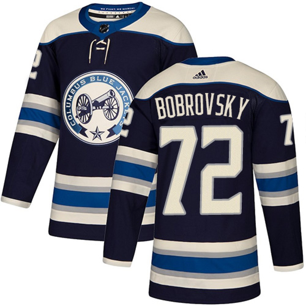 Men's Columbus Blue Jackets #72 Sergei Bobrovsky Navy Blue Stitched NHL Jersey 1