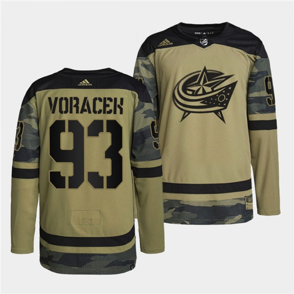 Men's Columbus Blue Jackets #93 Jakub Voracek 2022 Camo Military Appreciation Night Stitched Jersey 1