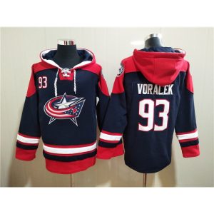 Men's Columbus Blue Jackets #93 Jakub Voracek Navy Ageless Must-Have Lace-Up Pullover Hoodie