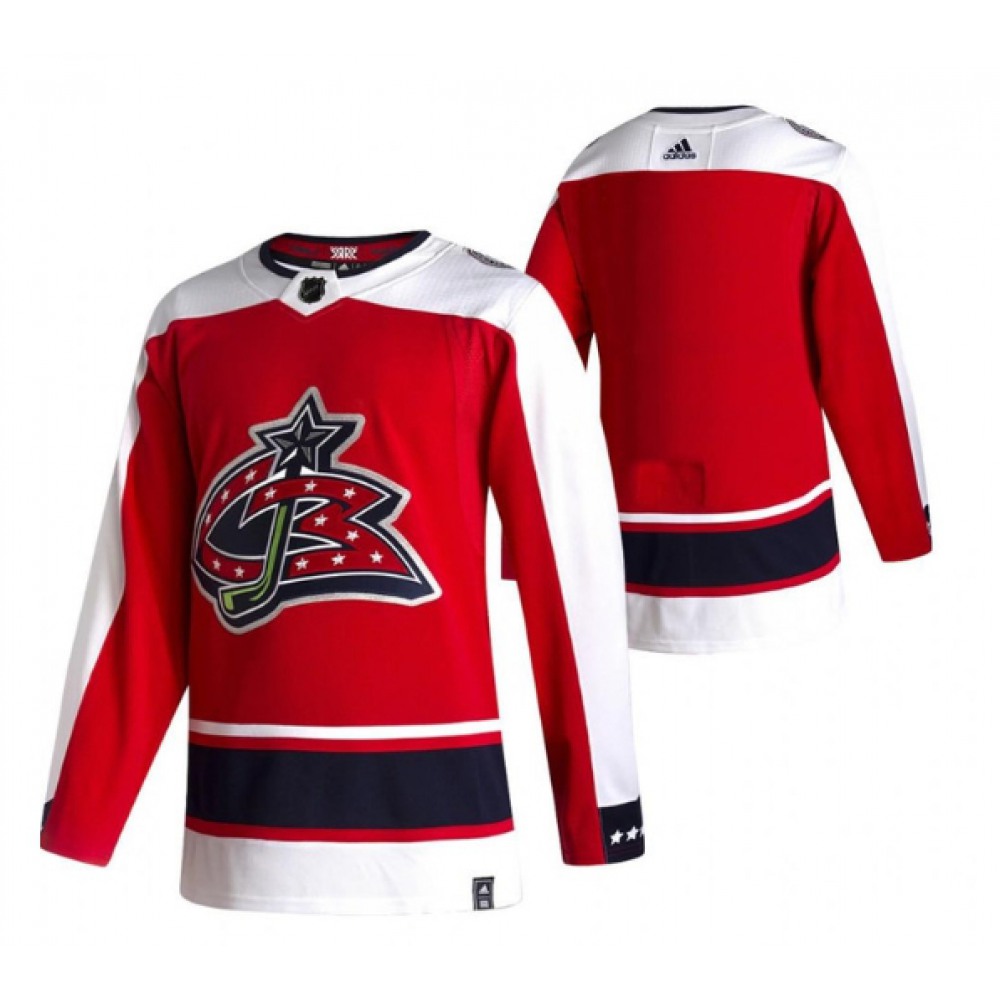 Men's Columbus Blue Jackets Blank 2020-21 Red Reverse Retro Stitched Jersey 1