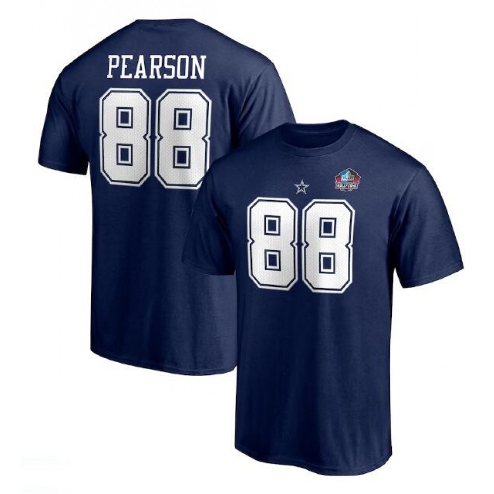 Men's Dallas Cowboys #88 Drew Pearson Navy Hall of Fame Class of 2021 Name & Number T-Shirt 1