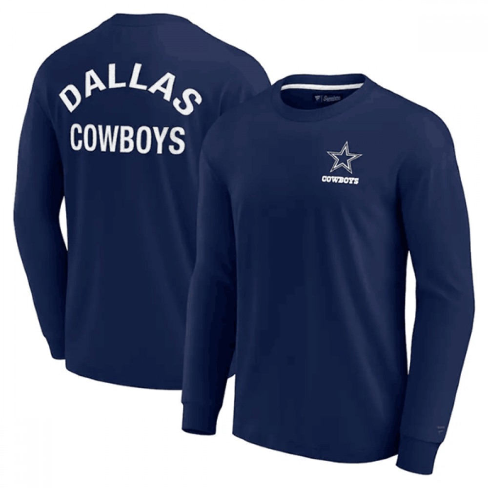 Men's Dallas Cowboys Navy Signature Unisex Super Soft Long Sleeve T-Shirt 1
