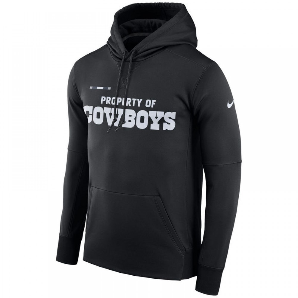 Men's Dallas Cowboys Black Sideline Property Of Performance Pullover Hoodie 1