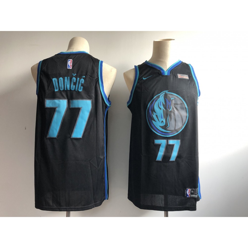Men's Dallas Mavericks #77 Luka Doncic Black 2018/19 City Edition Swingman Stitched NBA Jersey 1