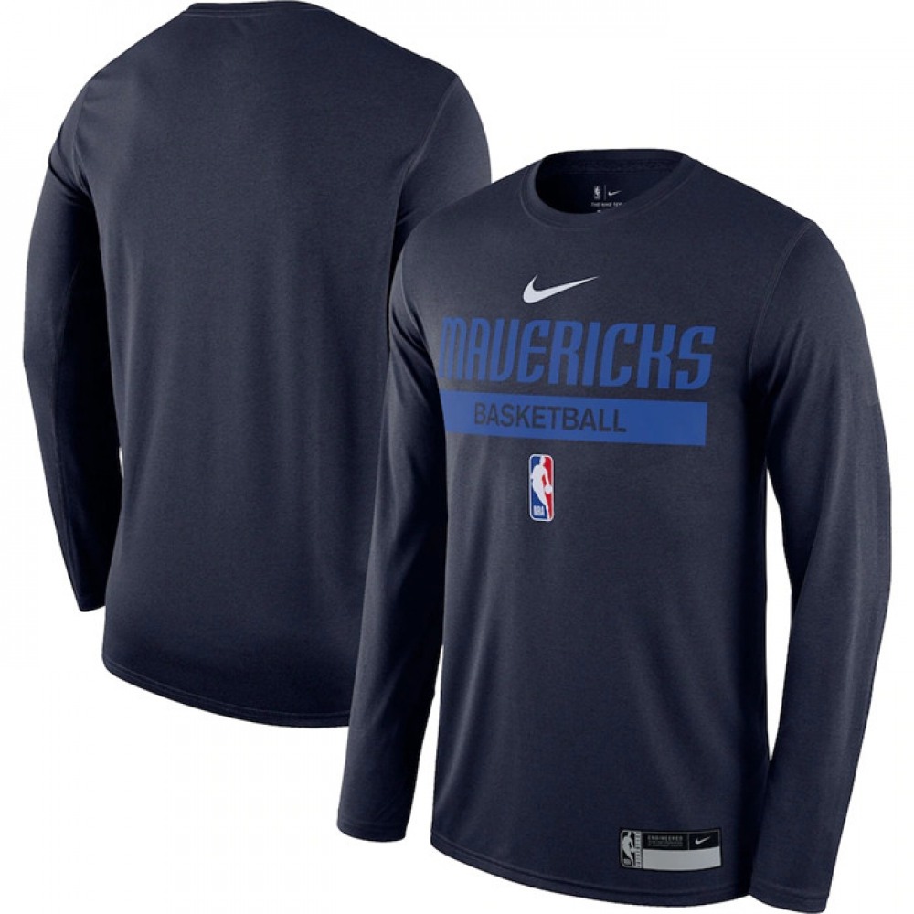 Men's Dallas Mavericks Navy 2022/23 Legend On-Court Practice Performance Long Sleeve T-Shirt 1
