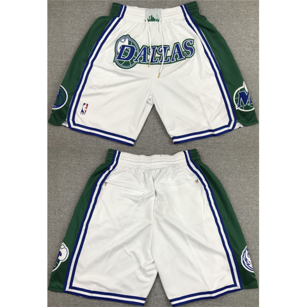 Men's Dallas Mavericks White/Green Shorts (Run Small) 1