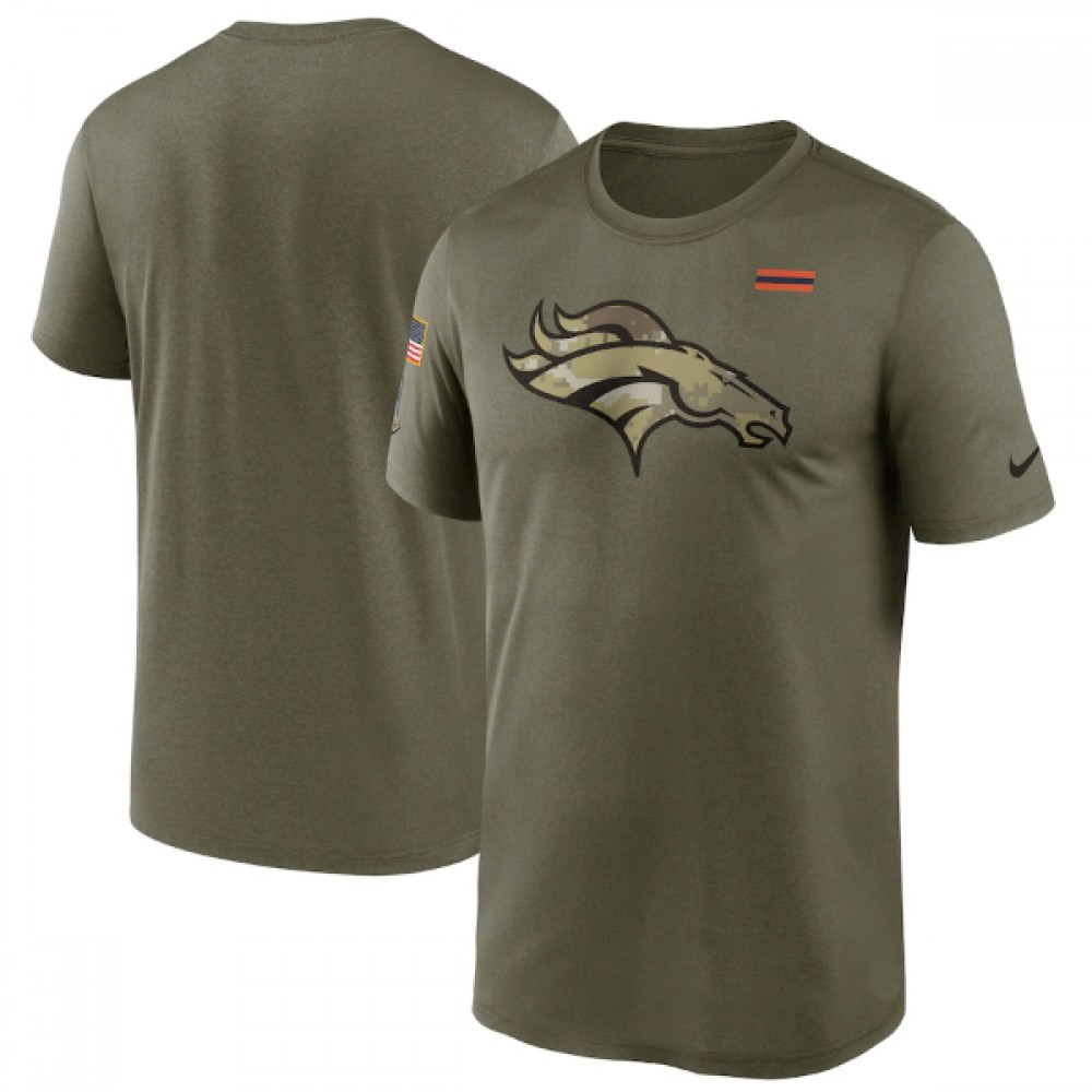 Men's Denver Broncos 2021 Olive Salute To Service Legend Performance T-Shirt 1