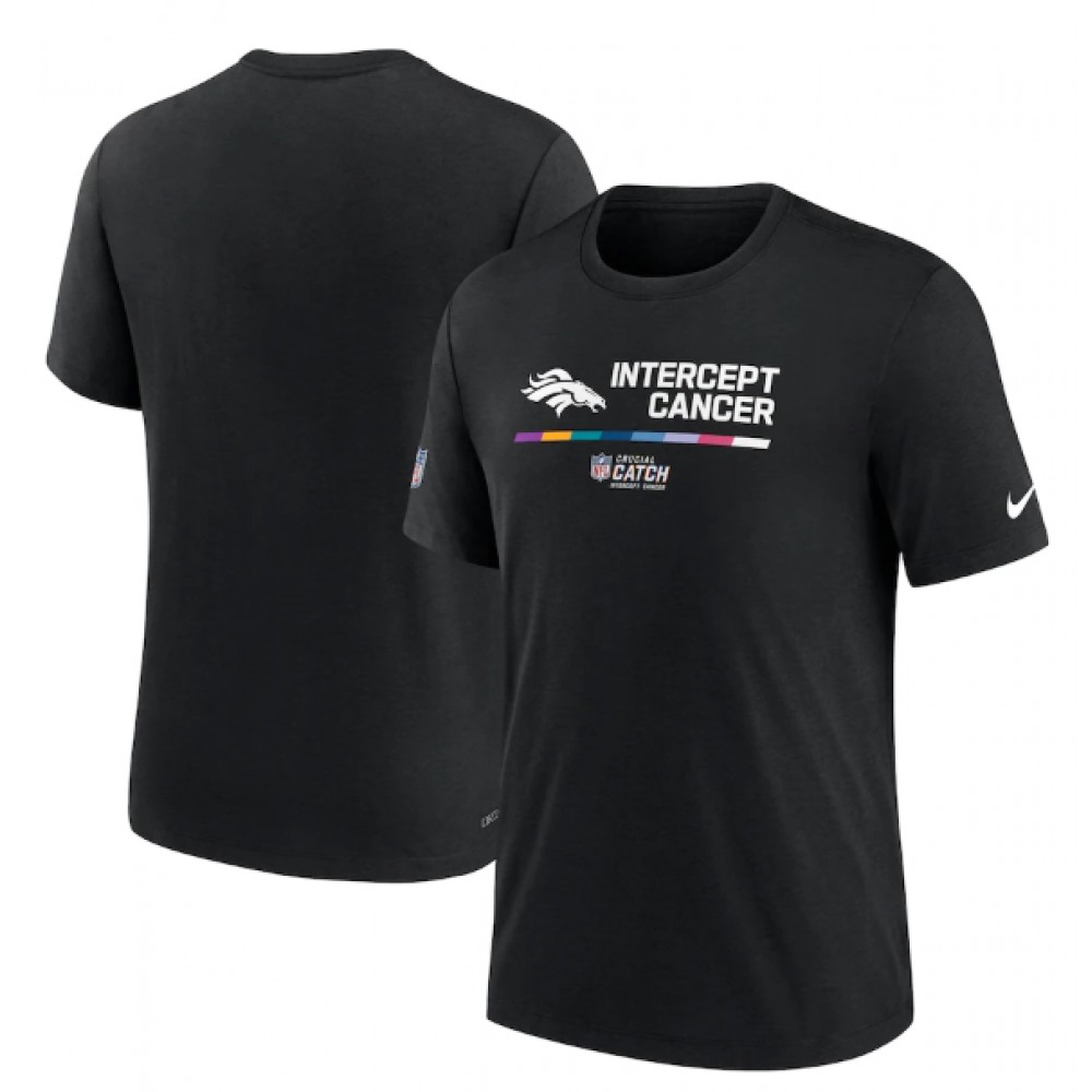 Men's Denver Broncos 2022 Black Crucial Catch Performance T-Shirt 1