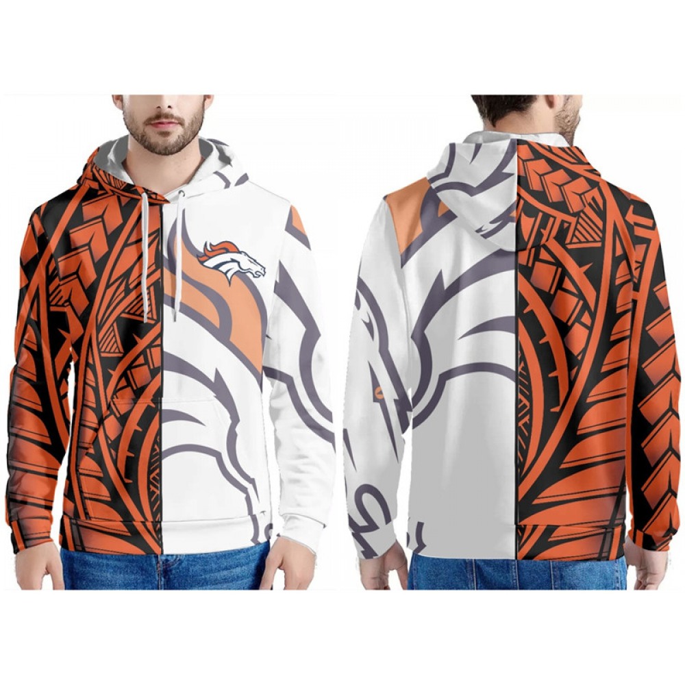 Men's Denver Broncos Black/Orange/White Pullover Hoodie 1