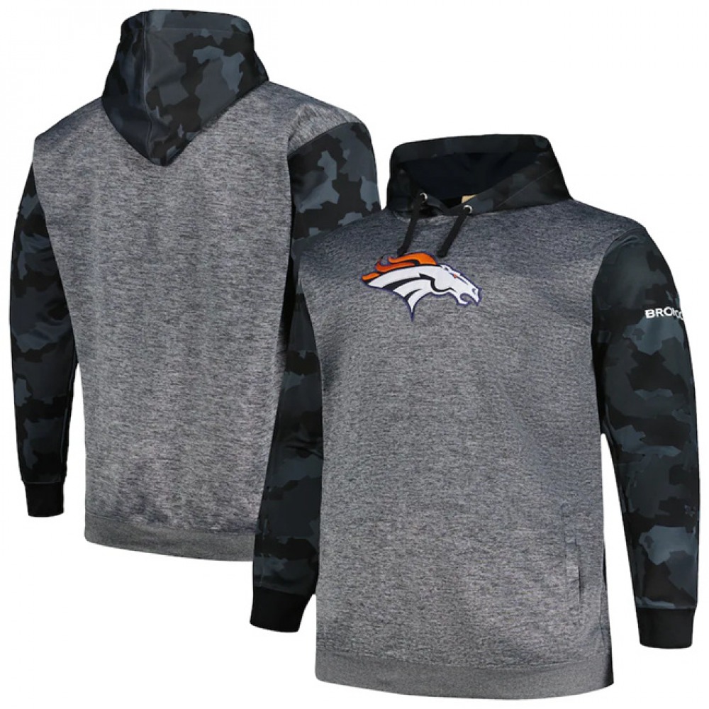 Men's Denver Broncos Heather Charcoal Big & Tall Camo Pullover Hoodie 1