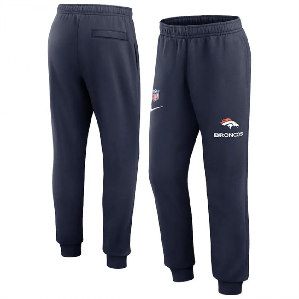 Men's Denver Broncos Navy Chop Block Fleece Sweatpants 1