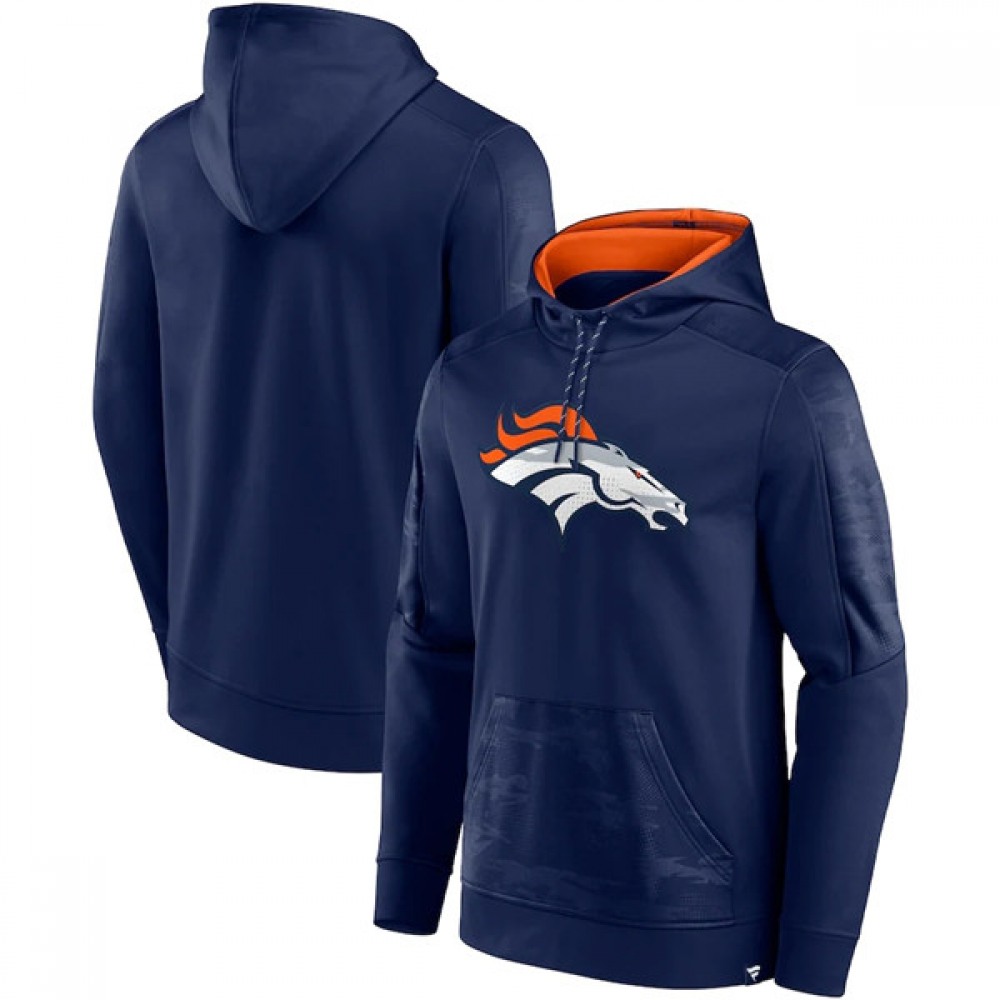 Men's Denver Broncos Navy On The Ball Pullover Hoodie 1