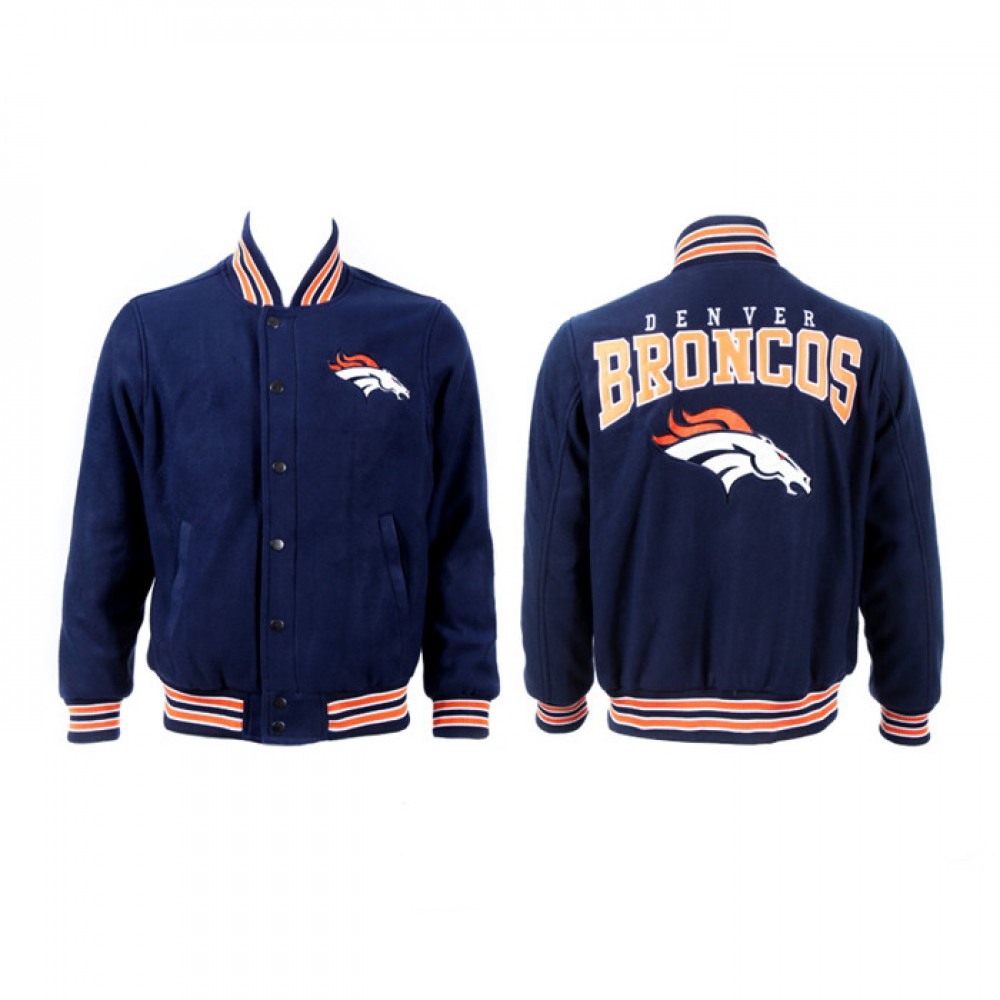 Men's Denver Broncos Navy Stitched Jacket 1
