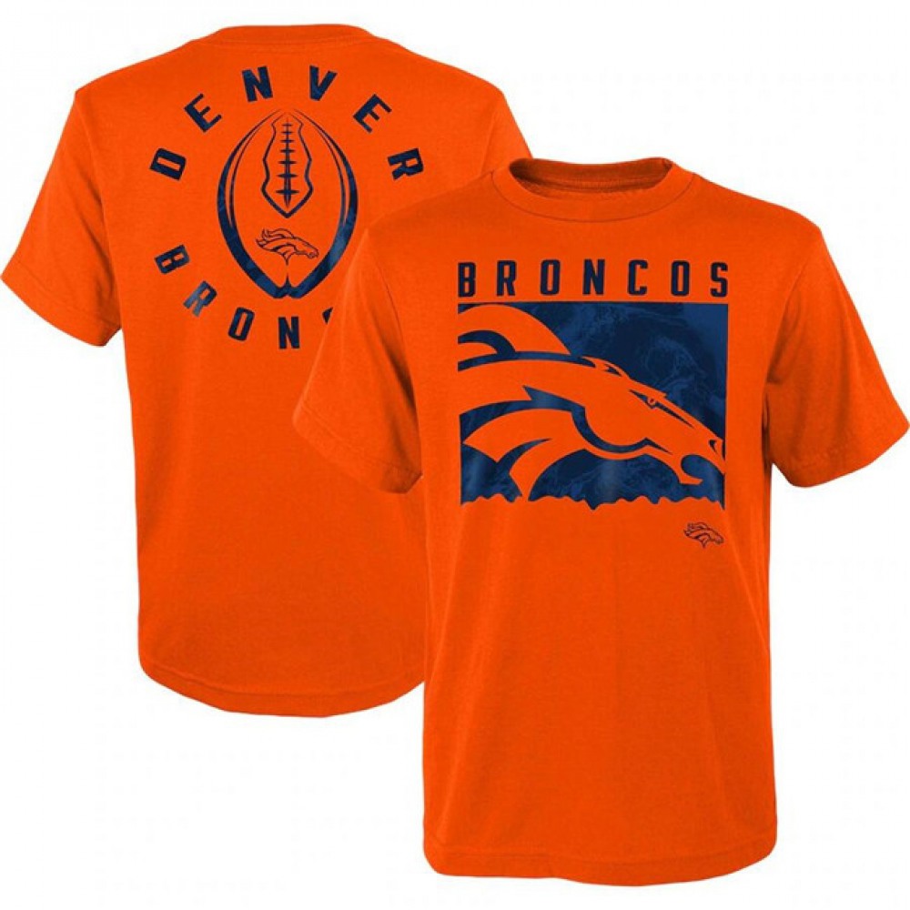 Men's Denver Broncos Orange Preschool Liquid Camo Logo T-Shirt 1