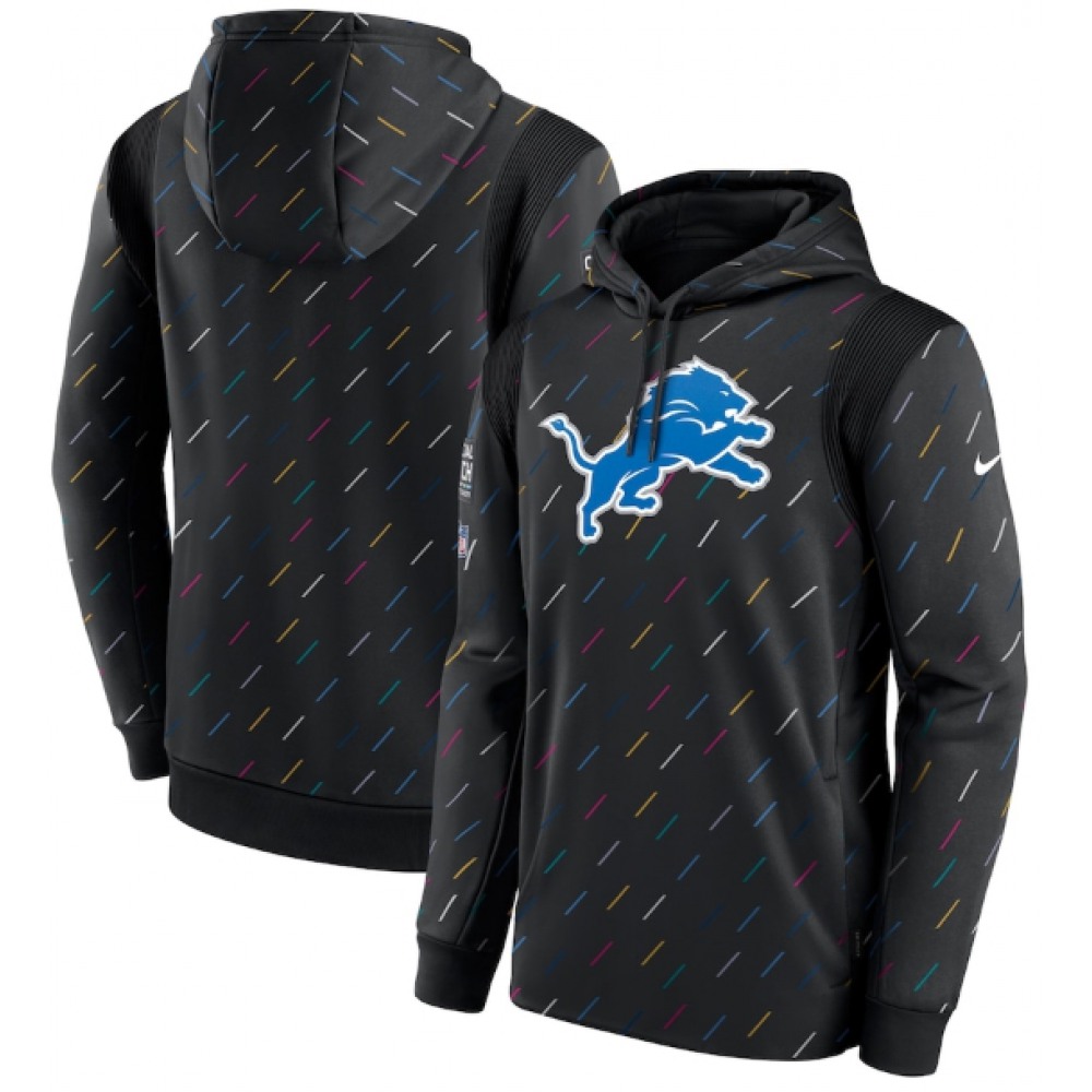 Men's Detroit Lions 2021 Charcoal Crucial Catch Therma Pullover Hoodie 1