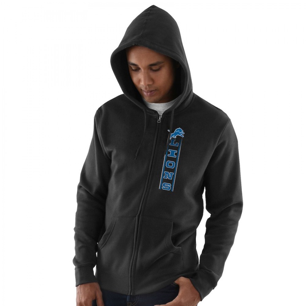 Men's Detroit Lions Black Hook and Ladder Full-Zip NFL Hoodie 1