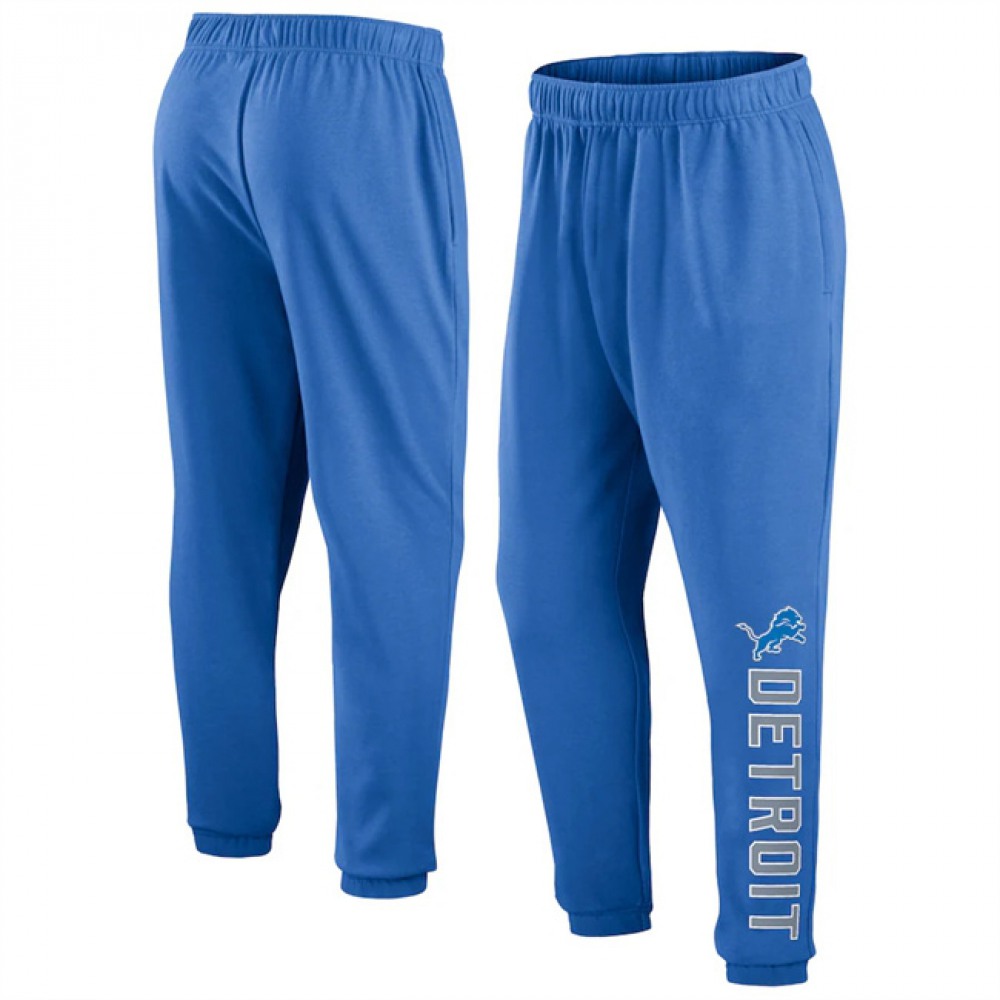 Men's Detroit Lions Blue Chop Block Fleece Sweatpants 1