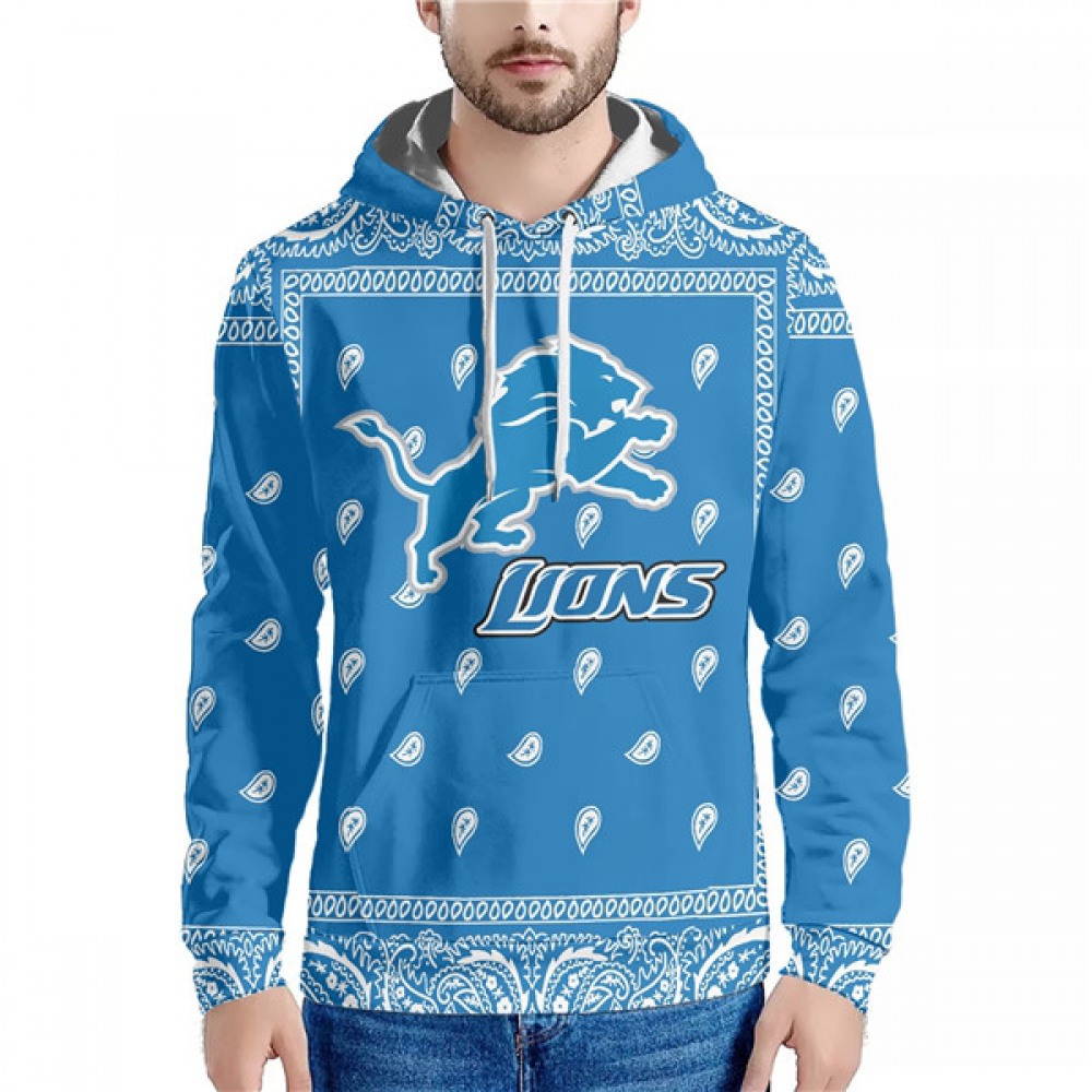 Men's Detroit Lions Blue Pullover Hoodie 1