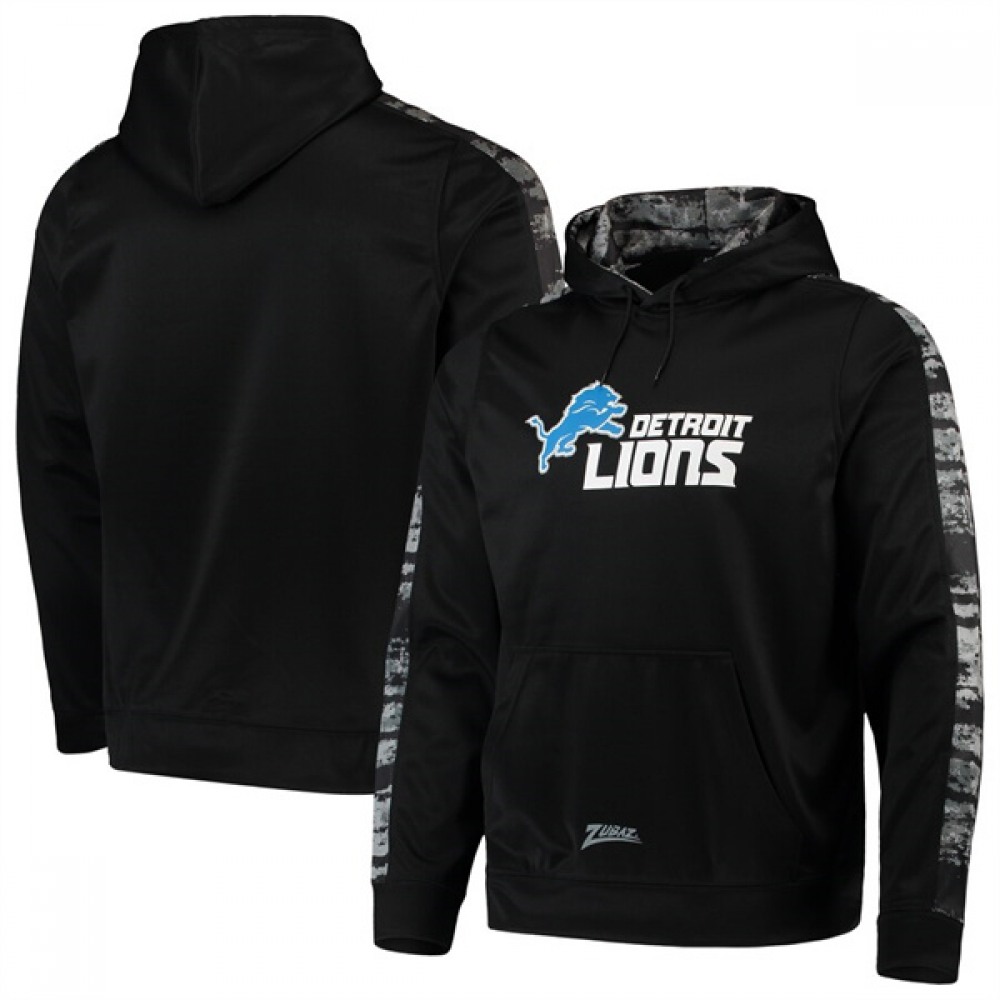 Men's Detroit Lions Zubaz Black Tonal Oxide Pullover Hoodie 1