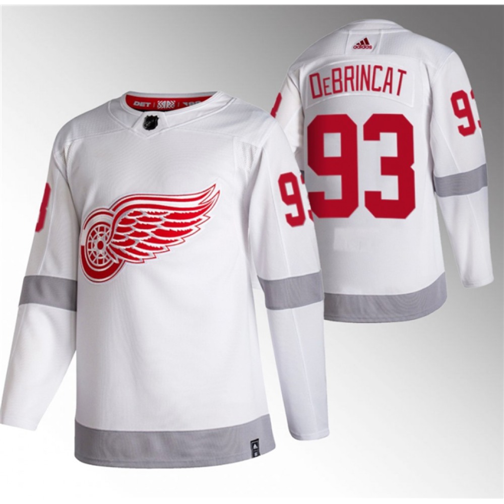 Men's Detroit Red Wings #93 Alex DeBrincat White 2020-21 Reverse Retro Stitched Jersey 1