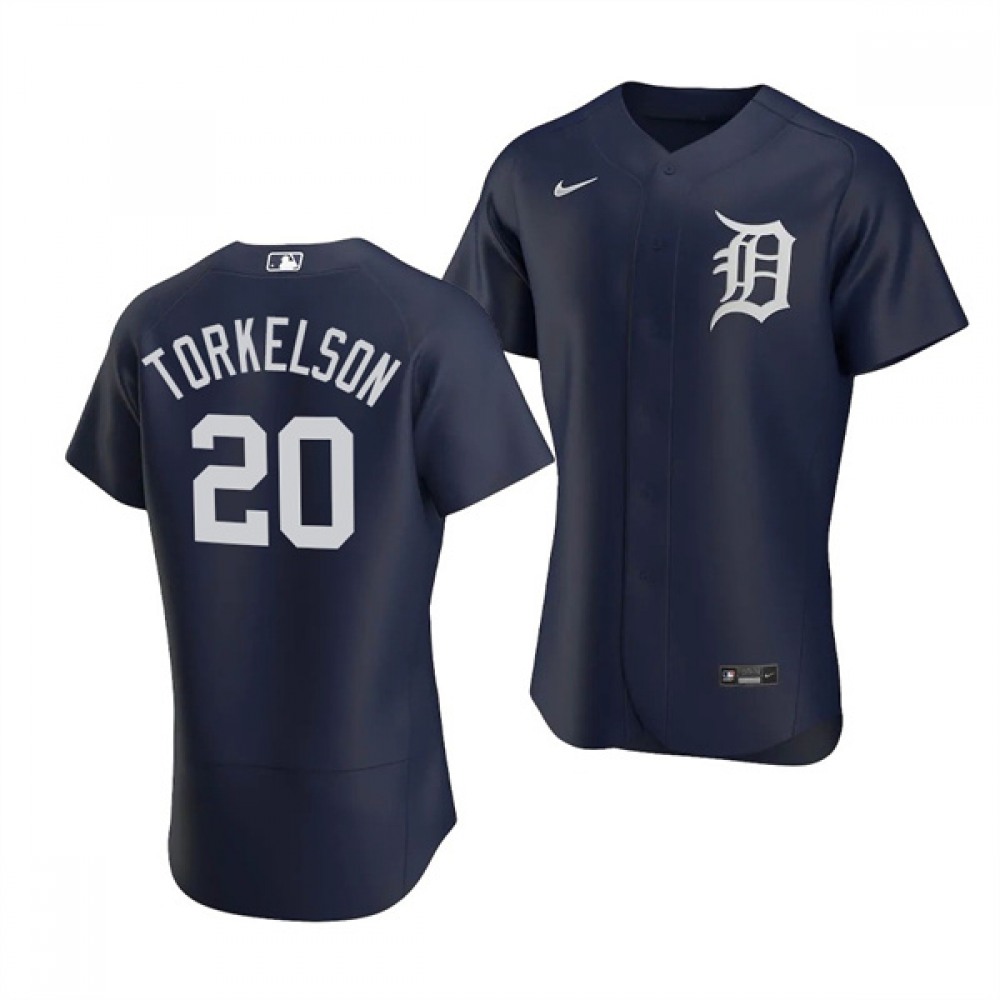 Men's Detroit Tigers #20 Spencer Torkelson Navy Flex Base Stitched Jersey 1