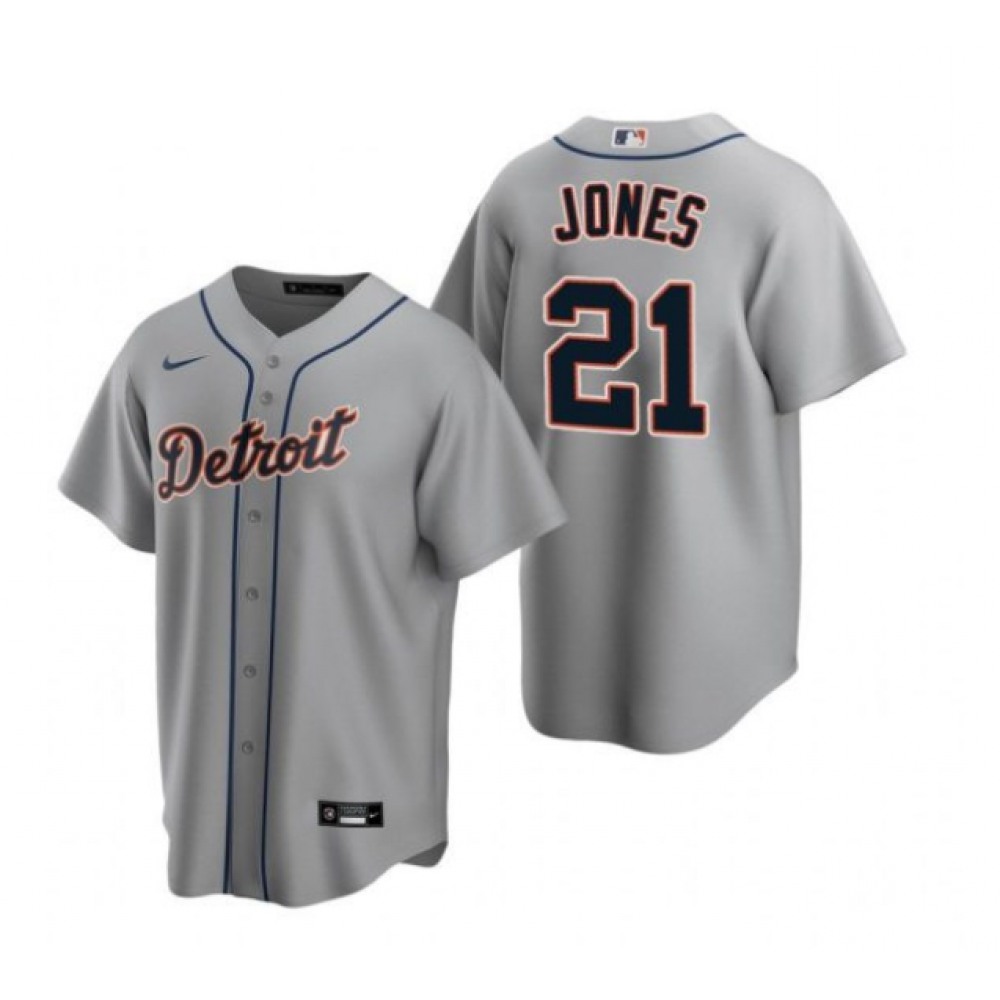 Men's Detroit Tigers #21 Jacoby Jones Grey Cool Base Stitched Jersey 1
