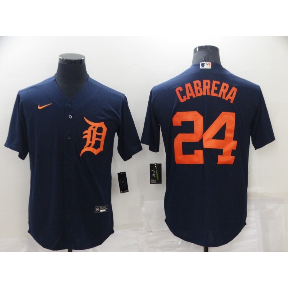 Men's Detroit Tigers #24 Miguel Cabrera Navy Cool Base Stitched Jersey 1