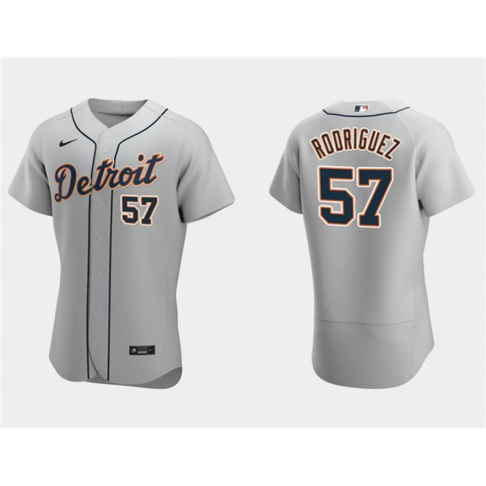 Men's Detroit Tigers #57 Eduardo Rodriguez Grey Flex Base Stitched Jersey 1