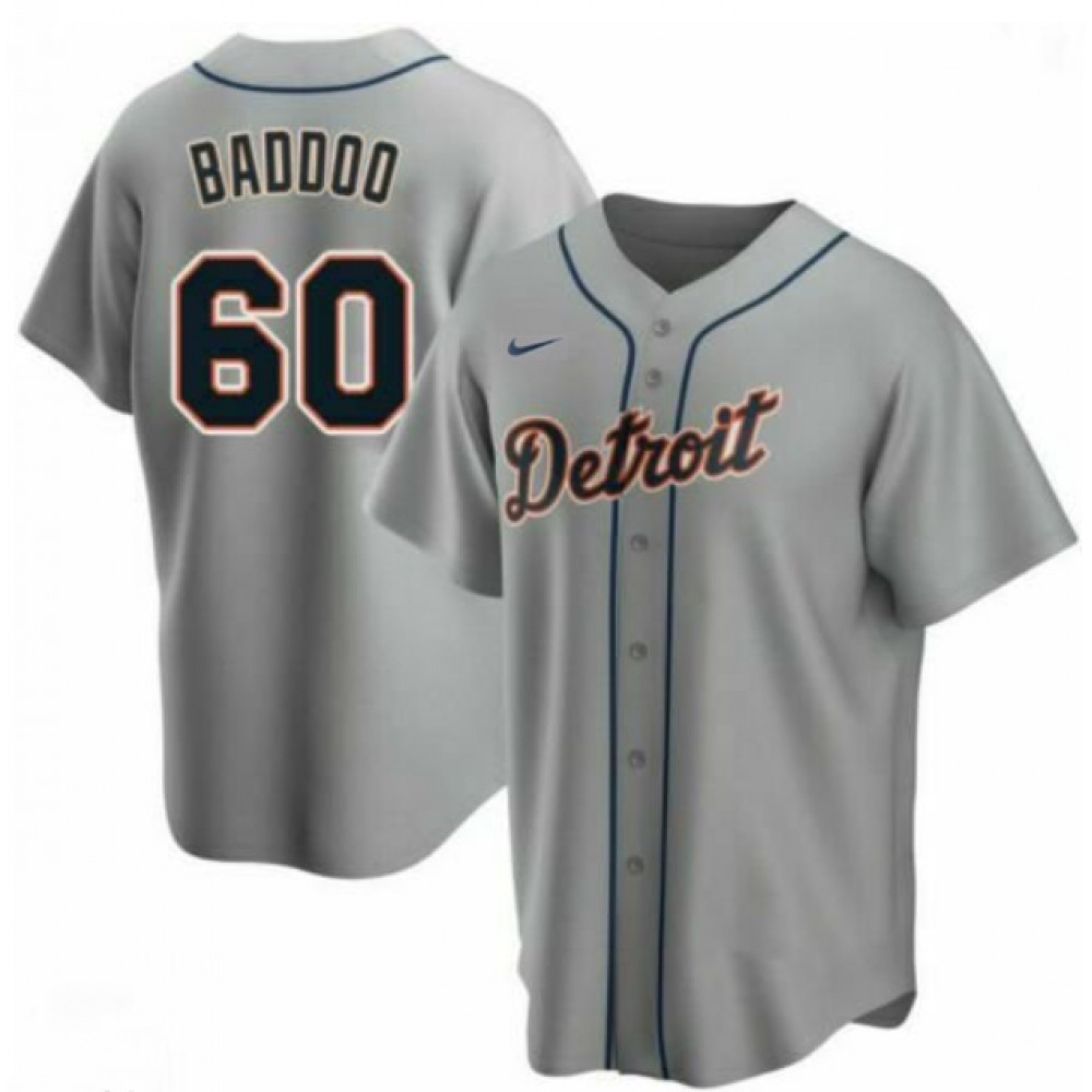Men's Detroit Tigers #60 Akil Baddoo Grey Cool Base Stitched Jersey 1