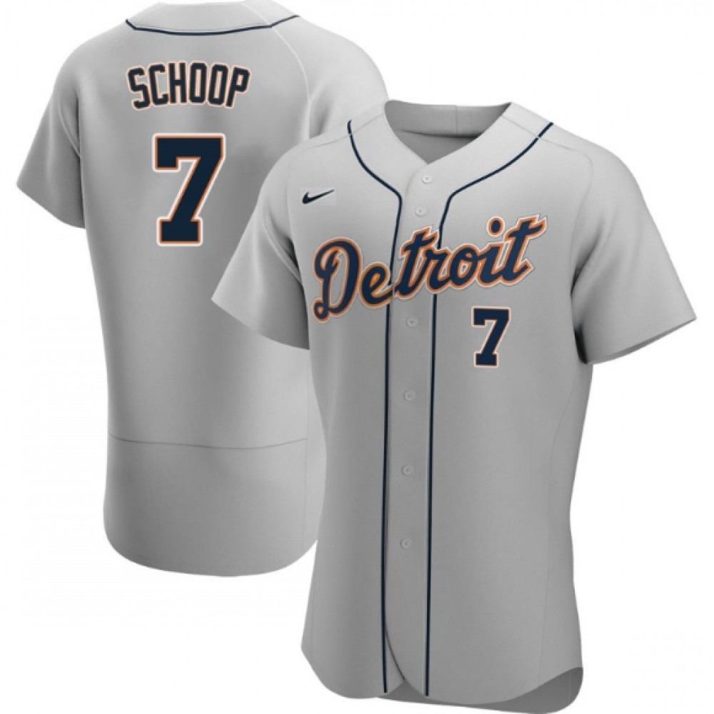 Men's Detroit Tigers #7 Jonathan Schoop Grey Flex Base Stitched Jersey 1