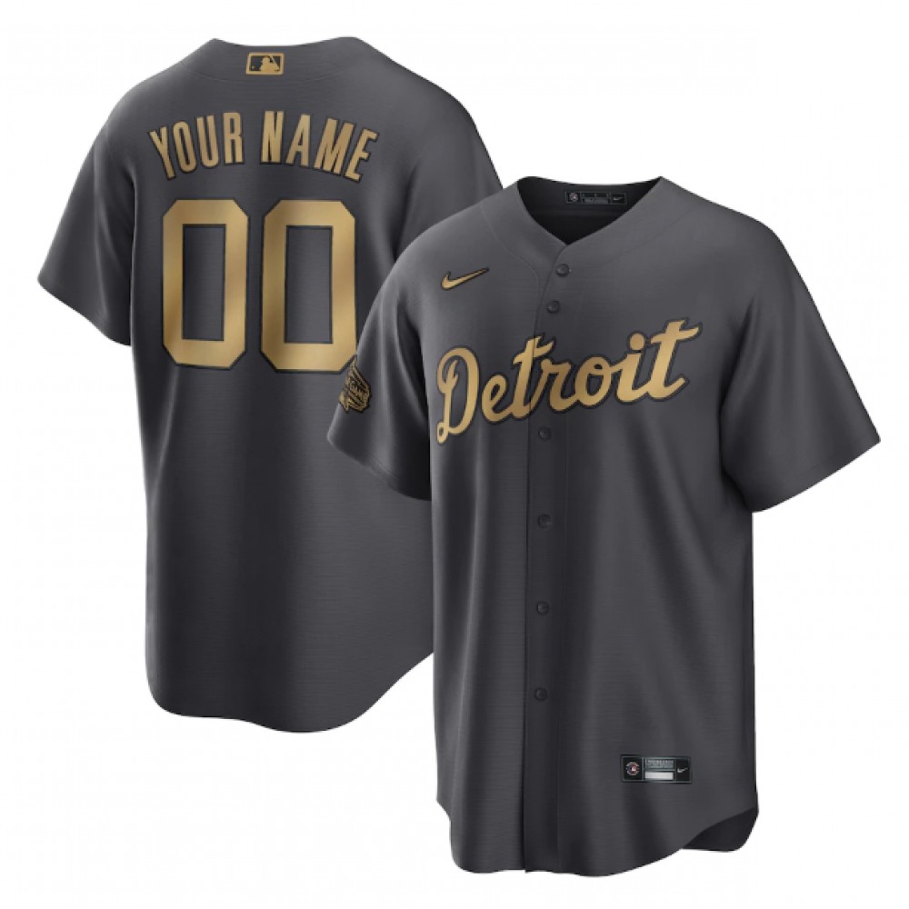 Men's Detroit Tigers ACTIVE Player Custom 2022 All-star Charcoal Cool Base Stitched Jersey 1