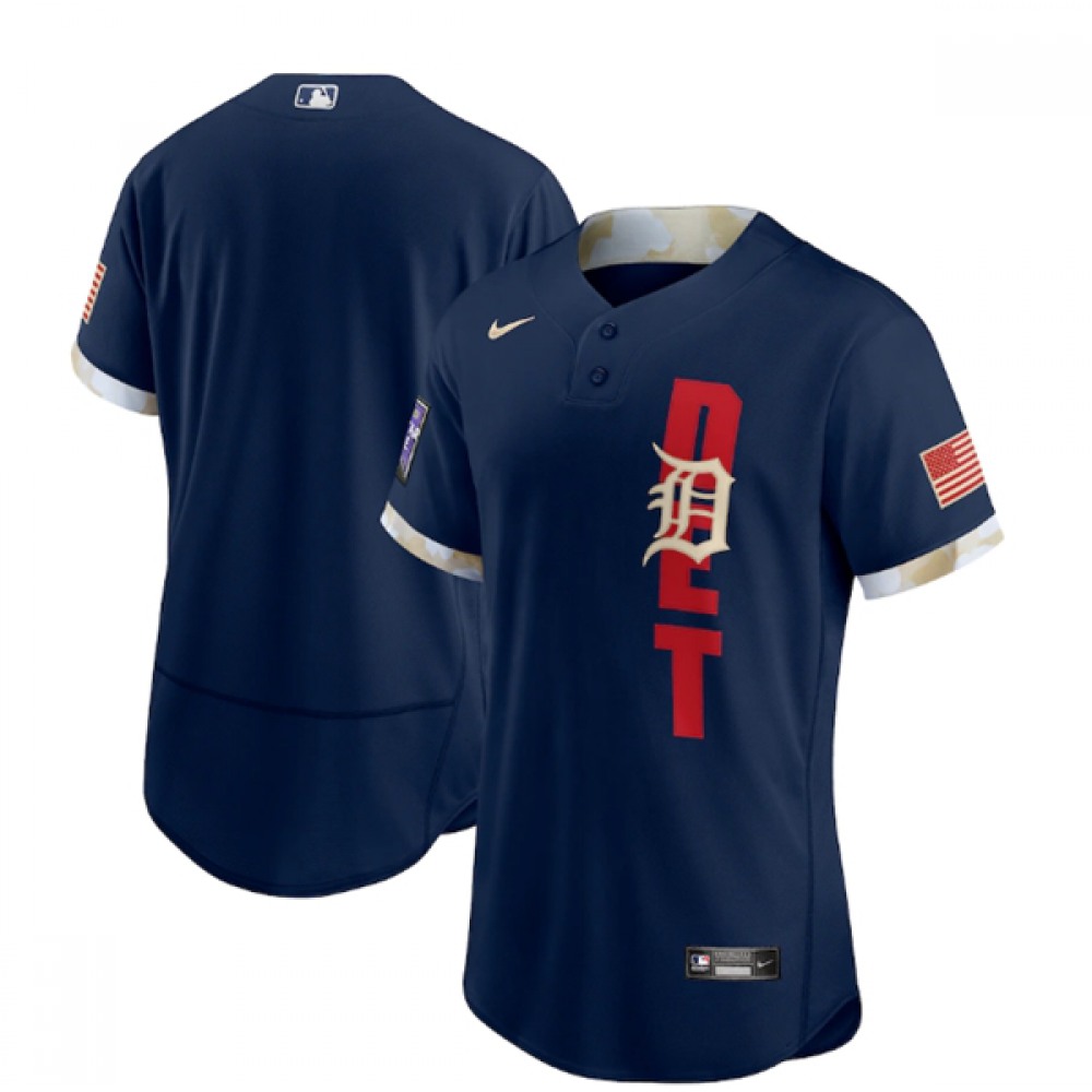 Men's Detroit Tigers Blank 2021 Navy All-Star Flex Base Stitched MLB Jersey 1