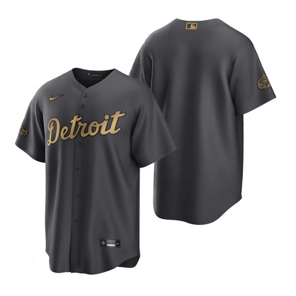 Men's Detroit Tigers Blank 2022 All-star Charcoal Cool Base Stitched Jersey 1