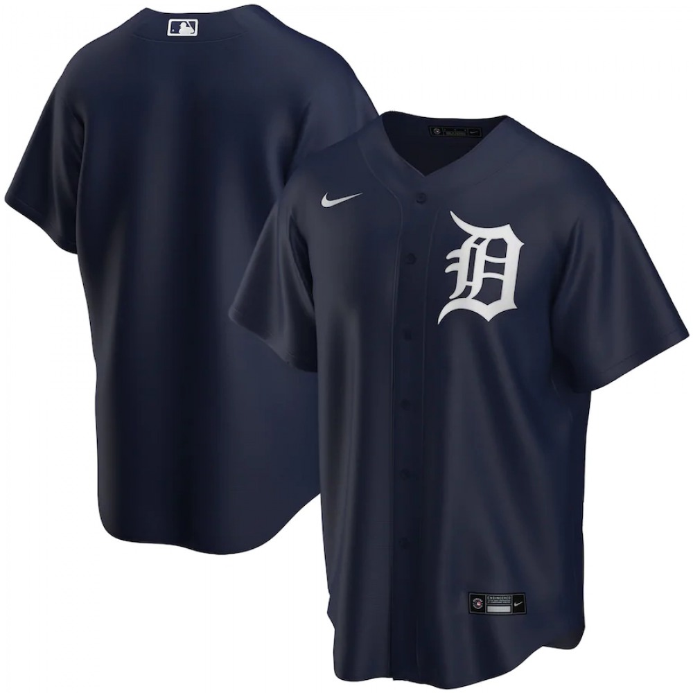 Men's Detroit Tigers Blank Navy Cool Base Stitched Jersey 1