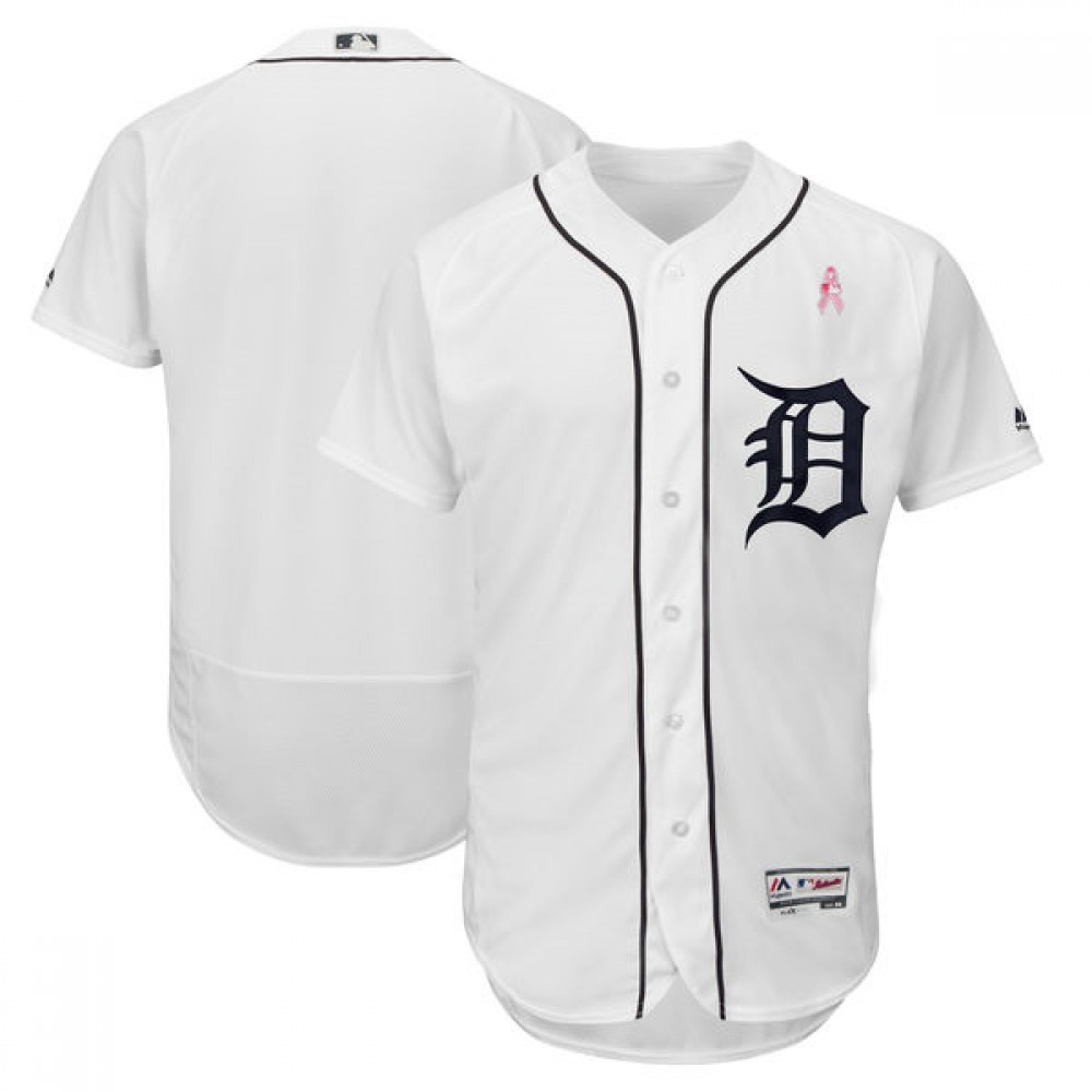 Men's Detroit Tigers White 2018 Mother's Day Flexbase Stitched MLB Jersey 1