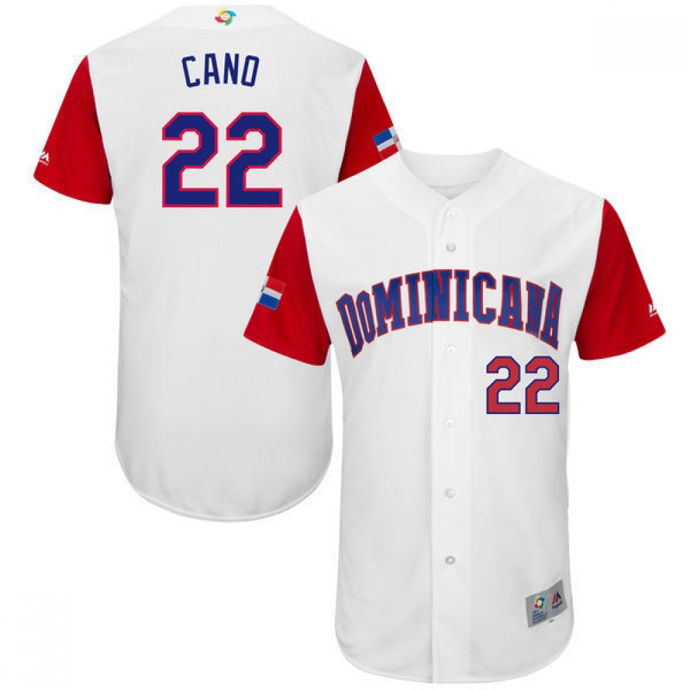 Men's Dominican Republic Baseball #22 Robinson Cano White 2017 World Baseball Classic Stitched WBC Jersey 1